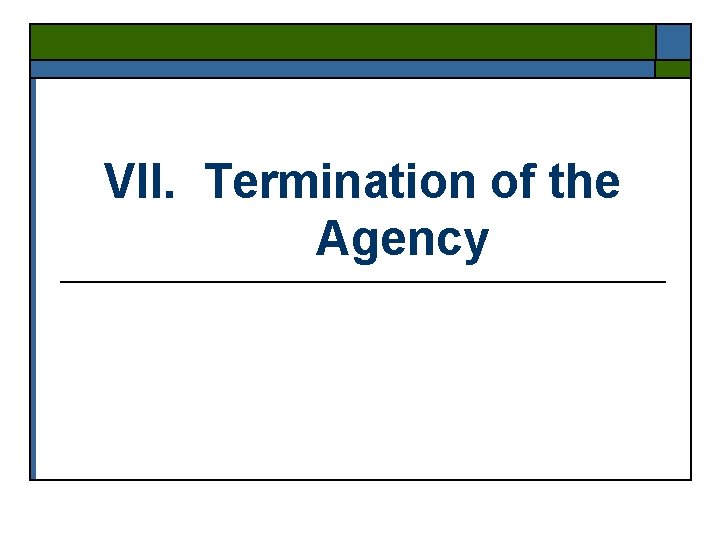 VII. Termination of the Agency 