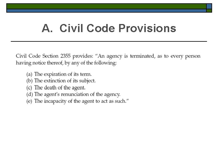 A. Civil Code Provisions 