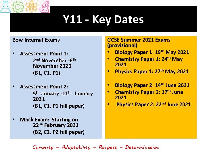 Y 11 - Key Dates Bow Internal Exams • Assessment Point 1: 2 nd