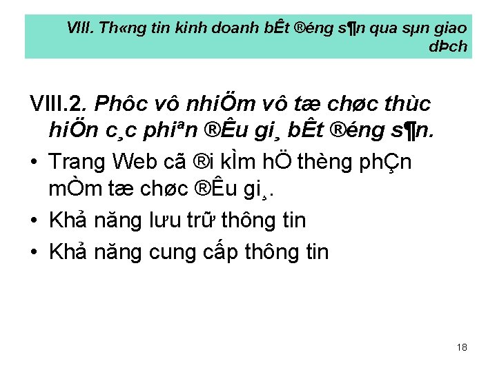 VIII. Th «ng tin kinh doanh bÊt ®éng s¶n qua sµn giao dÞch VIII.