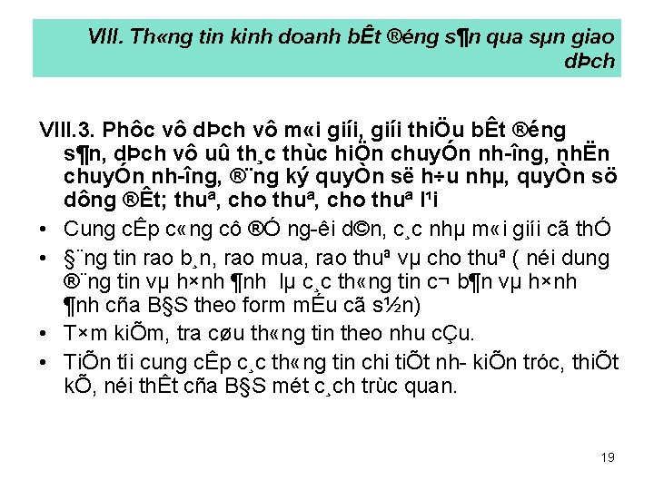 VIII. Th «ng tin kinh doanh bÊt ®éng s¶n qua sµn giao dÞch VIII.