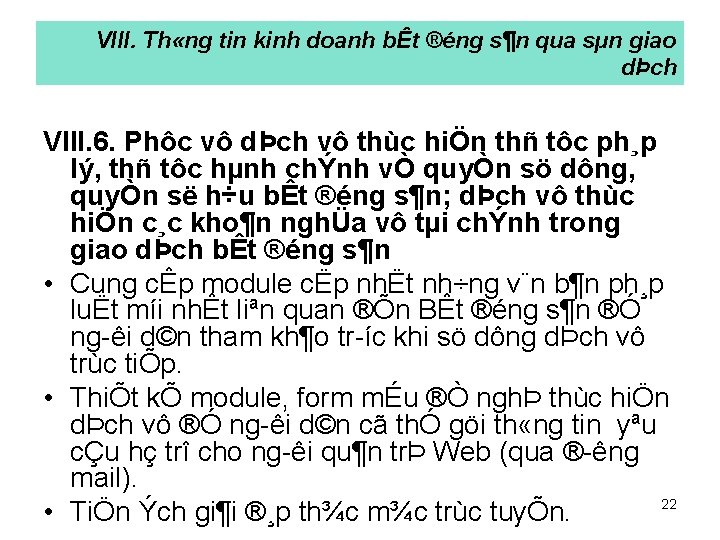 VIII. Th «ng tin kinh doanh bÊt ®éng s¶n qua sµn giao dÞch VIII.