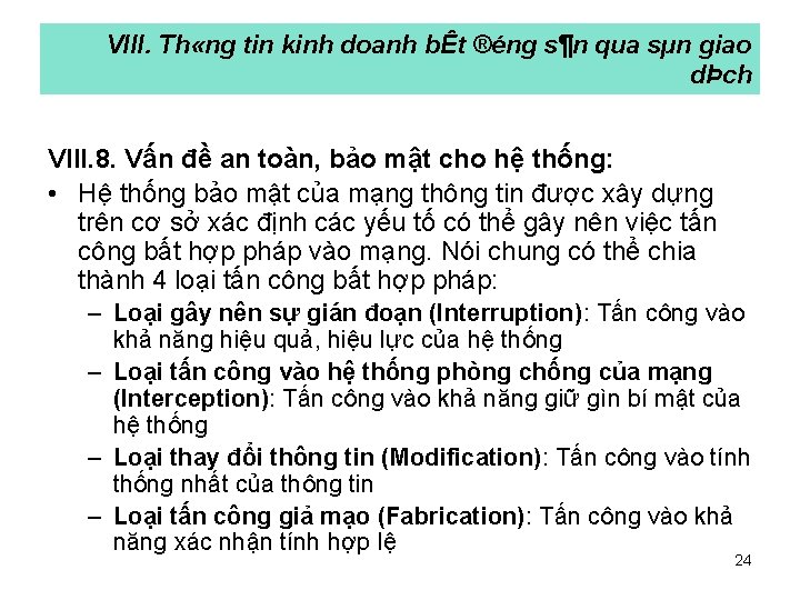 VIII. Th «ng tin kinh doanh bÊt ®éng s¶n qua sµn giao dÞch VIII.