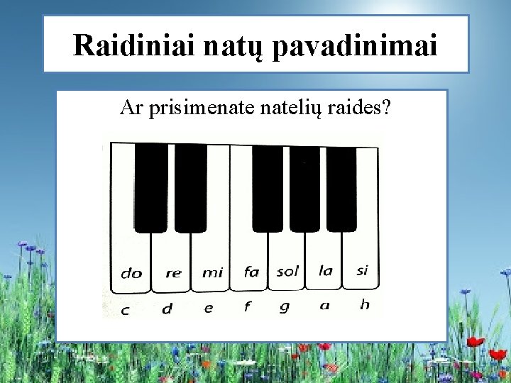 Raidiniai natų pavadinimai Ar prisimenatelių raides? 