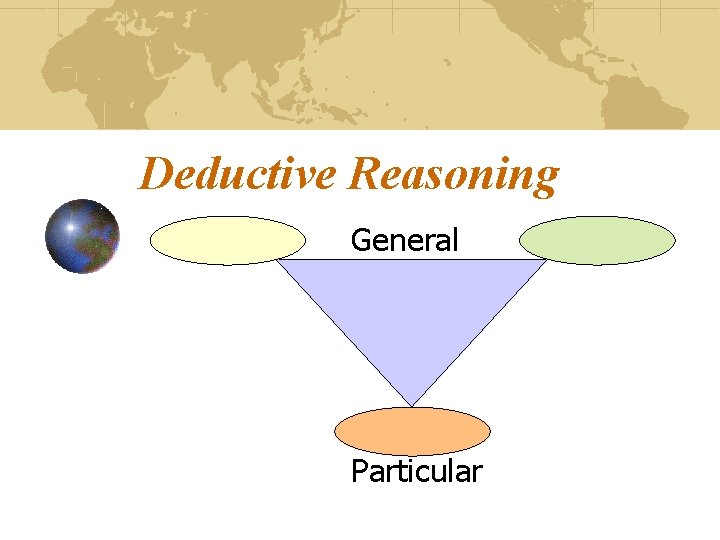 Deductive Reasoning General Particular 