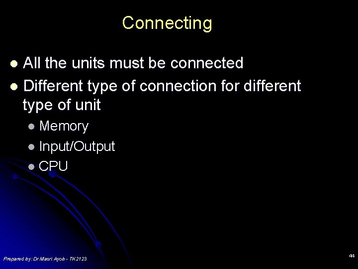 Connecting All the units must be connected l Different type of connection for different Connecting All the units must be connected l Different type of connection for different