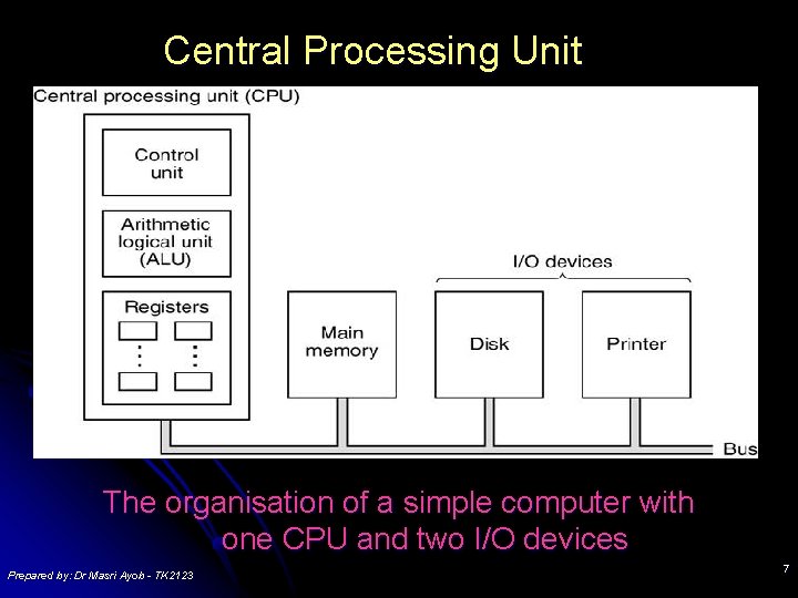 Central Processing Unit The organisation of a simple computer with one CPU and two Central Processing Unit The organisation of a simple computer with one CPU and two