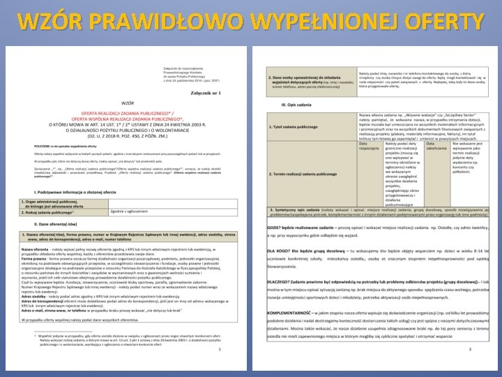 WZÓR PRAWIDŁOWO WYPEŁNIONEJ OFERTY WZÓR PRAWIDŁOWO WYPEŁNIONEJ OFERTY