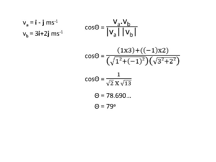 va = i - j ms-1 vb = 3 i+2 j ms-1 Θ =