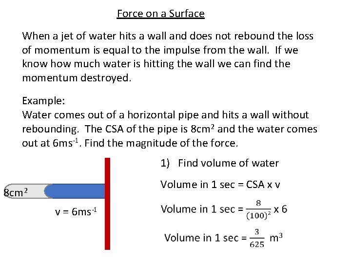 Force on a Surface When a jet of water hits a wall and does