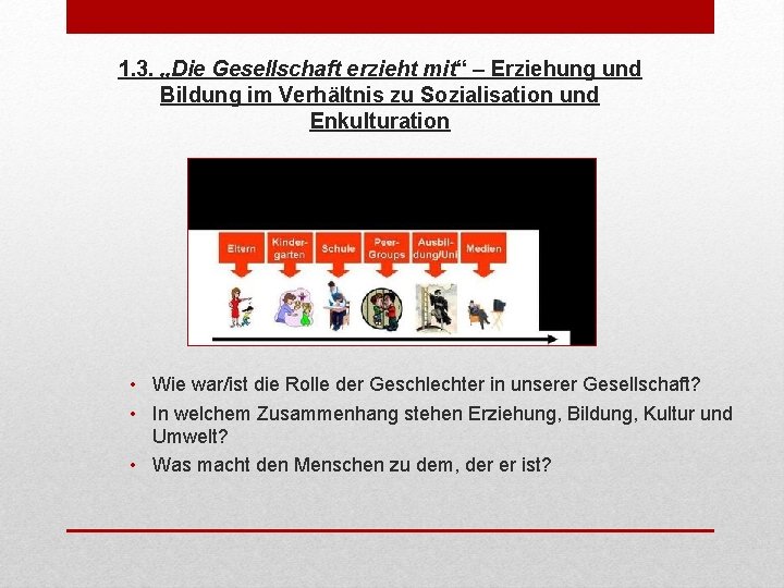 1. 3. „Die Gesellschaft erzieht mit“ – Erziehung und Bildung im Verhältnis zu Sozialisation