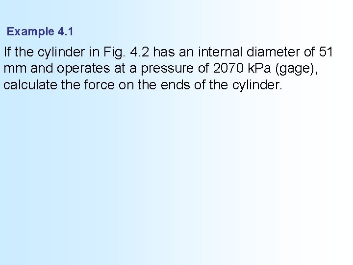 Example 4. 1 If the cylinder in Fig. 4. 2 has an internal diameter