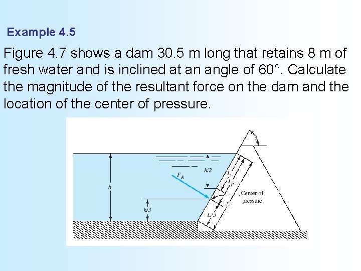 Example 4. 5 Figure 4. 7 shows a dam 30. 5 m long that