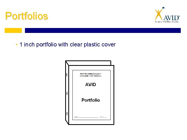 Portfolios • 1 inch portfolio with clear plastic cover 