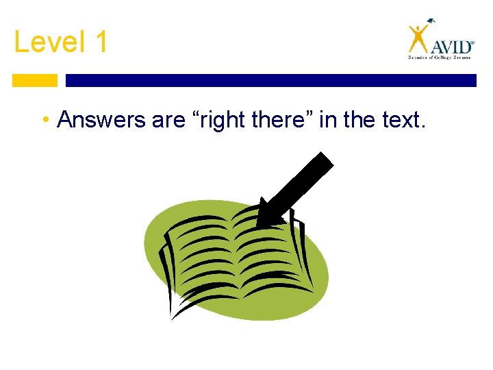 Level 1 • Answers are “right there” in the text. 