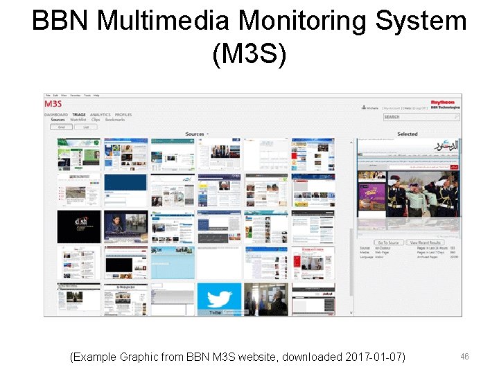 BBN Multimedia Monitoring System (M 3 S) (Example Graphic from BBN M 3 S