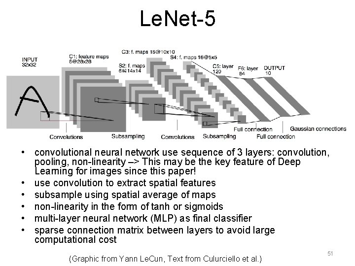 Le. Net-5 • convolutional neural network use sequence of 3 layers: convolution, pooling, non-linearity