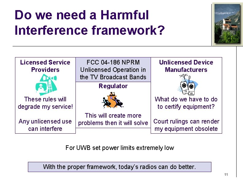 Do we need a Harmful Interference framework? Licensed Service Providers FCC 04 -186 NPRM