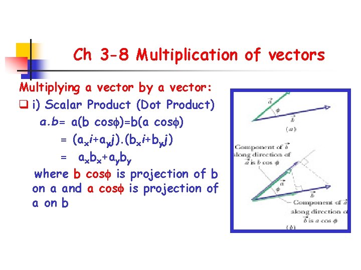 Ch 3 -8 Multiplication of vectors Multiplying a vector by a vector: q i)