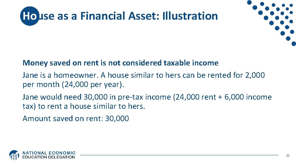 House as a Financial Asset: Illustration Money saved on rent is not considered taxable House as a Financial Asset: Illustration Money saved on rent is not considered taxable