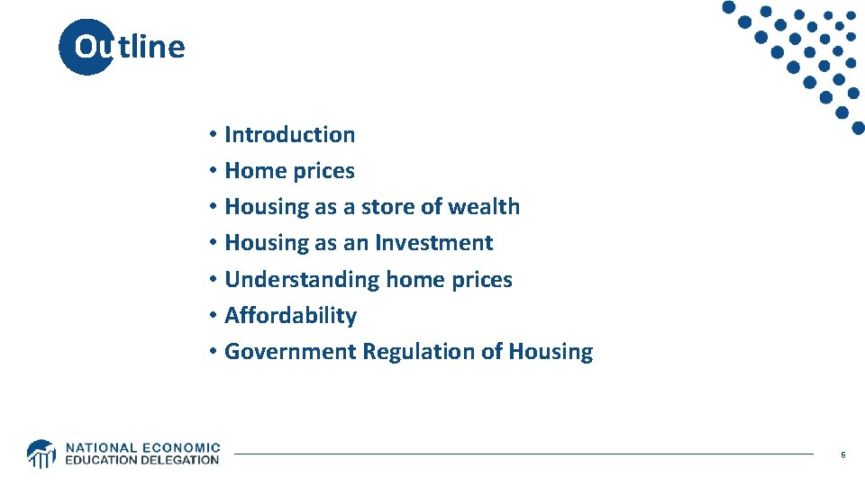 Outline • Introduction • Home prices • Housing as a store of wealth Outline • Introduction • Home prices • Housing as a store of wealth