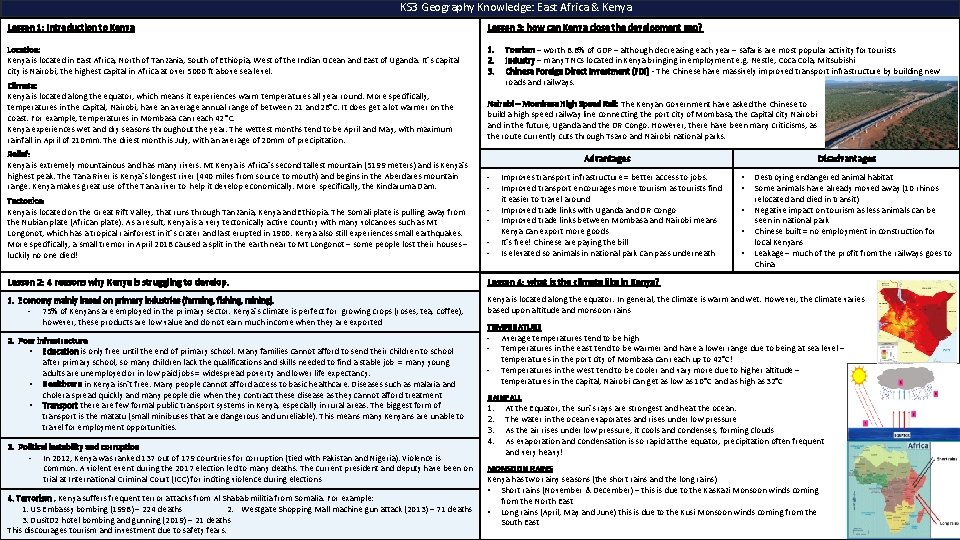 KS 3 Geography Knowledge: East Africa & Kenya Lesson 1: Introduction to Kenya Lesson KS 3 Geography Knowledge: East Africa & Kenya Lesson 1: Introduction to Kenya Lesson