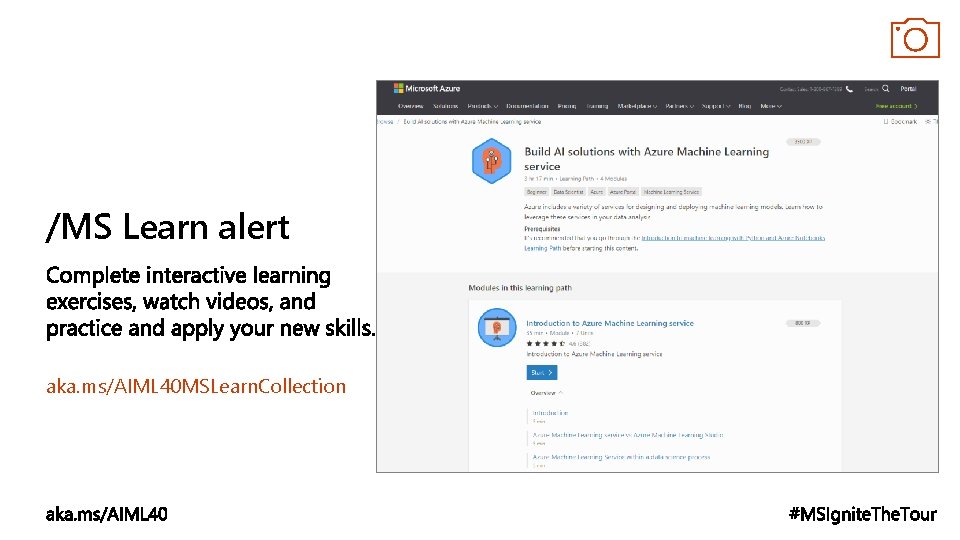 /MS Learn alert aka. ms/AIML 40 MSLearn. Collection 