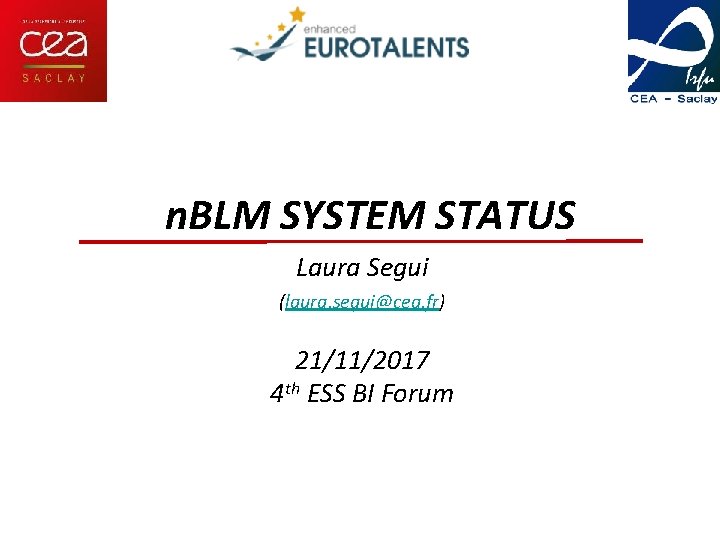 n. BLM SYSTEM STATUS Laura Segui (laura. segui@cea. fr) 21/11/2017 4 th ESS BI