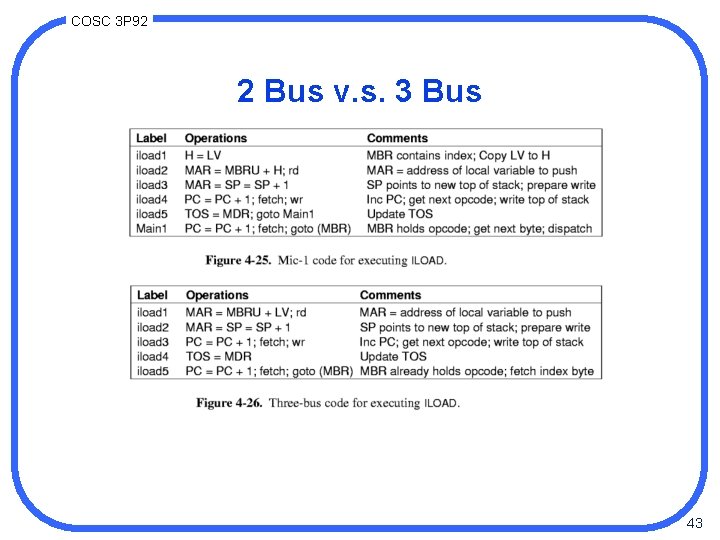 COSC 3 P 92 2 Bus v. s. 3 Bus 43 