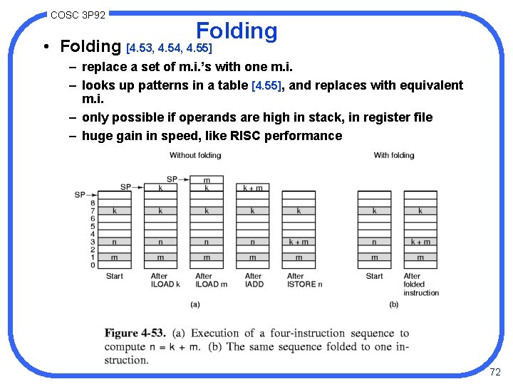 COSC 3 P 92 Folding • Folding [4. 53, 4. 54, 4. 55] –