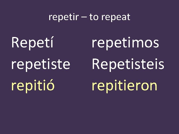 Repito Sentences Verbos con cambios radicales El pretrito In the