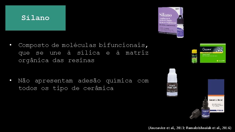 Silano • Composto de moléculas bifuncionais, que se une à sílica e à matriz