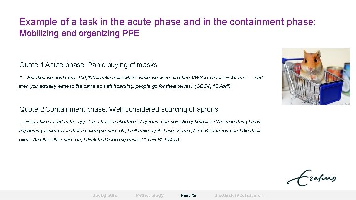 Example of a task in the acute phase and in the containment phase: Mobilizing
