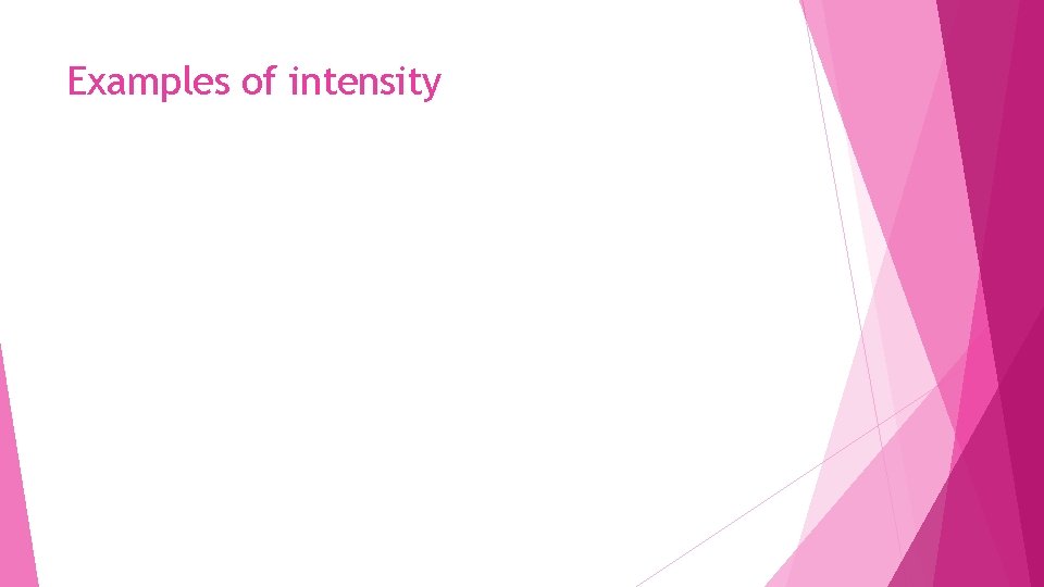 Examples of intensity 