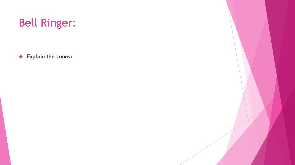 Bell Ringer: Explain the zones: 