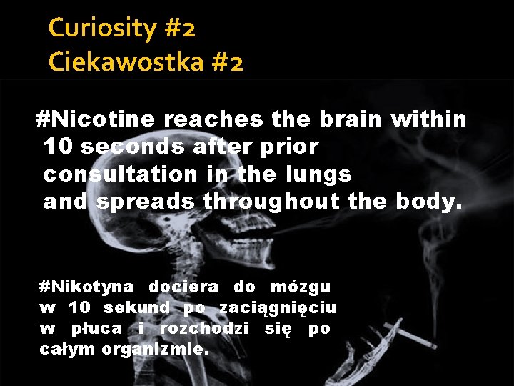 Curiosity #2 Ciekawostka #2 #Nicotine reaches the brain within 10 seconds after prior consultation