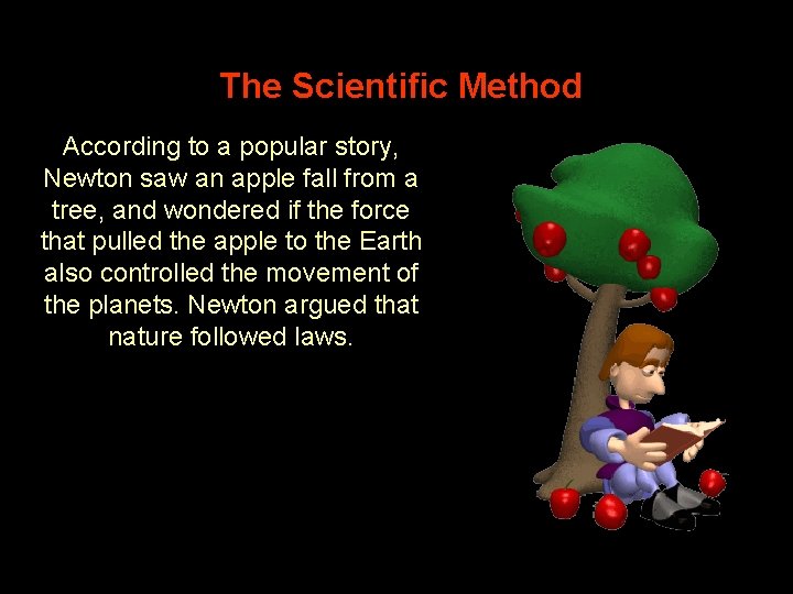 The Scientific Method According to a popular story, Newton saw an apple fall from