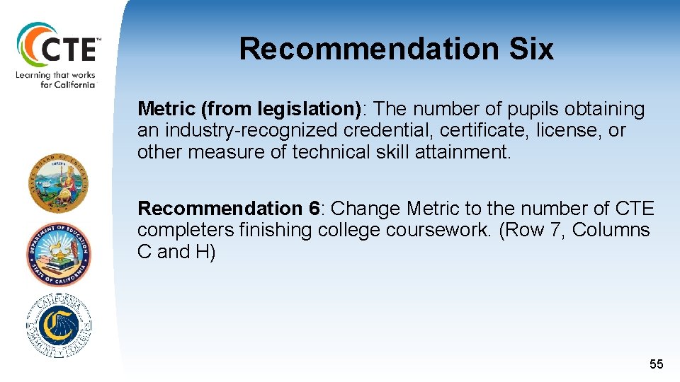 Recommendation Six Metric (from legislation): The number of pupils obtaining an industry-recognized credential, certificate, Recommendation Six Metric (from legislation): The number of pupils obtaining an industry-recognized credential, certificate,