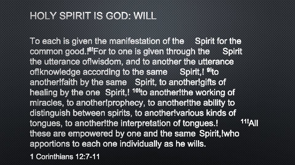 HOLY SPIRIT IS GOD: WILL 