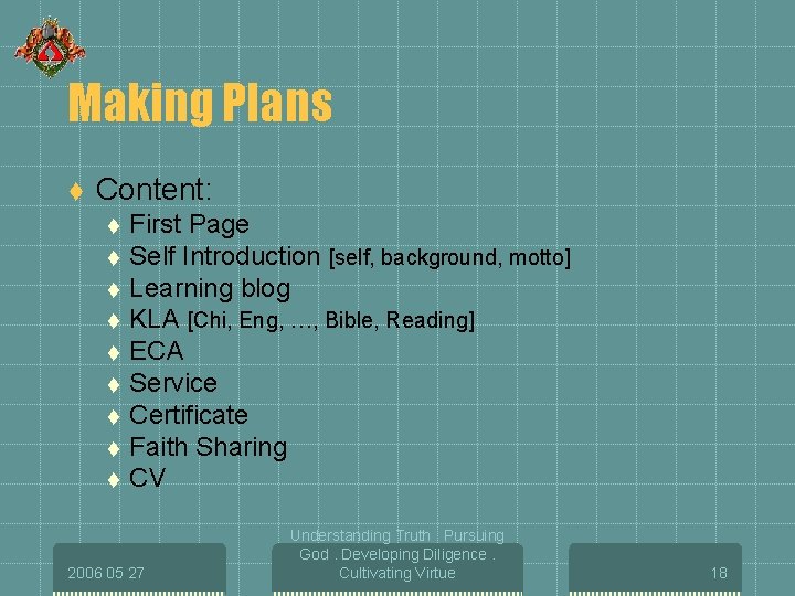 Making Plans t Content: t t t t t First Page Self Introduction [self,
