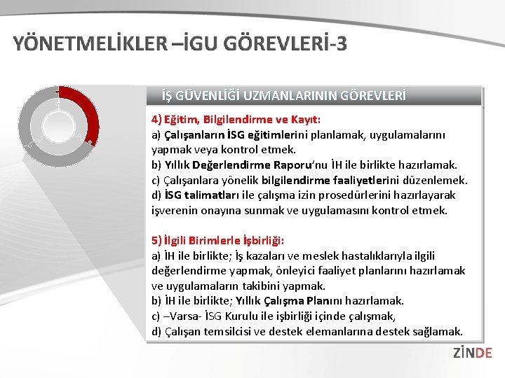 İŞ GÜVENLİĞİ UZMANLARININ GÖREVLERİ 4) Eğitim, Bilgilendirme ve Kayıt: a) Çalışanların İSG eğitimlerini planlamak, İŞ GÜVENLİĞİ UZMANLARININ GÖREVLERİ 4) Eğitim, Bilgilendirme ve Kayıt: a) Çalışanların İSG eğitimlerini planlamak,