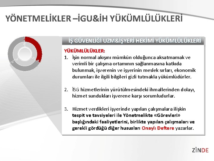İŞ GÜVENLİĞİ UZM&İŞYERİ HEKİMİ YÜKÜMLÜLÜKLER: 1. İşin normal akışını mümkün olduğunca aksatmamak ve verimli İŞ GÜVENLİĞİ UZM&İŞYERİ HEKİMİ YÜKÜMLÜLÜKLER: 1. İşin normal akışını mümkün olduğunca aksatmamak ve verimli