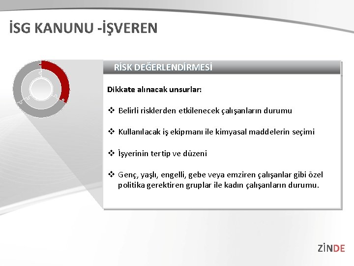 RİSK DEĞERLENDİRMESİ Dikkate alınacak unsurlar: v Belirli risklerden etkilenecek çalışanların durumu v Kullanılacak iş RİSK DEĞERLENDİRMESİ Dikkate alınacak unsurlar: v Belirli risklerden etkilenecek çalışanların durumu v Kullanılacak iş