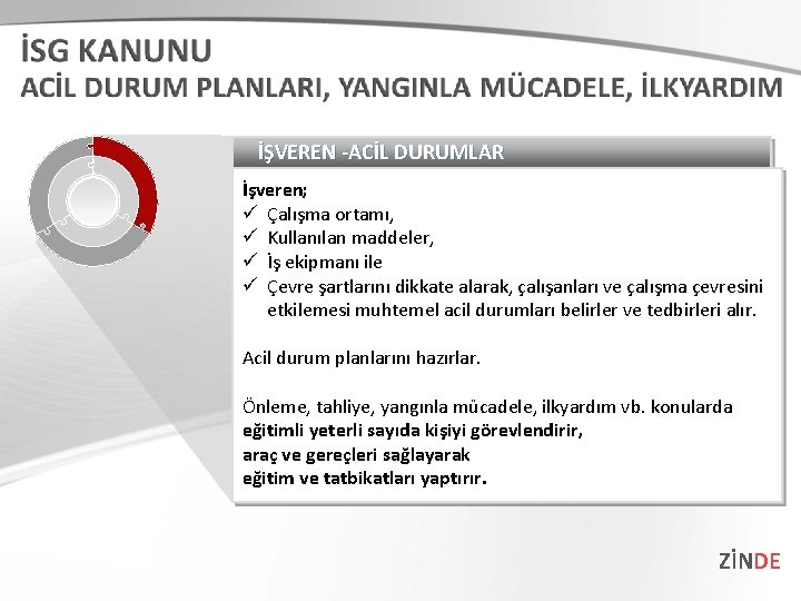 İŞVEREN -ACİL DURUMLAR İşveren; ü Çalışma ortamı, ü Kullanılan maddeler, ü İş ekipmanı ile İŞVEREN -ACİL DURUMLAR İşveren; ü Çalışma ortamı, ü Kullanılan maddeler, ü İş ekipmanı ile