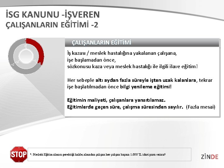 ÇALIŞANLARIN EĞİTİMİ İş kazası / meslek hastalığına yakalanan çalışana, işe başlamadan önce, sözkonusu kaza ÇALIŞANLARIN EĞİTİMİ İş kazası / meslek hastalığına yakalanan çalışana, işe başlamadan önce, sözkonusu kaza