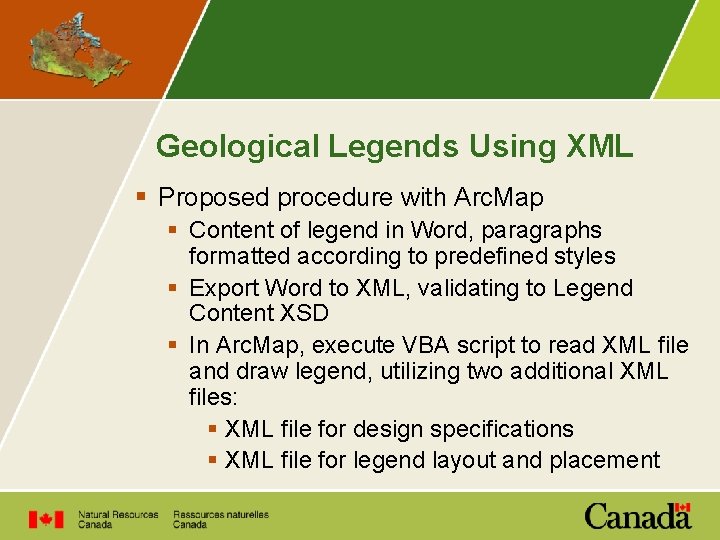 Geological Legends Using XML § Proposed procedure with Arc. Map § Content of legend