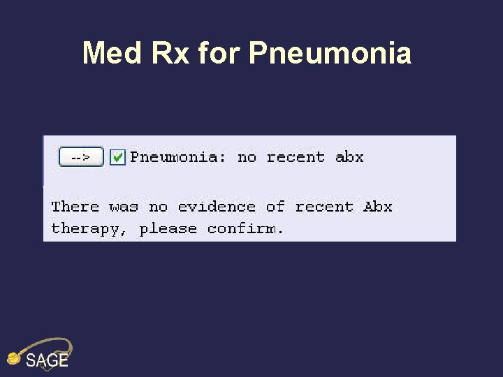 Med Rx for Pneumonia 