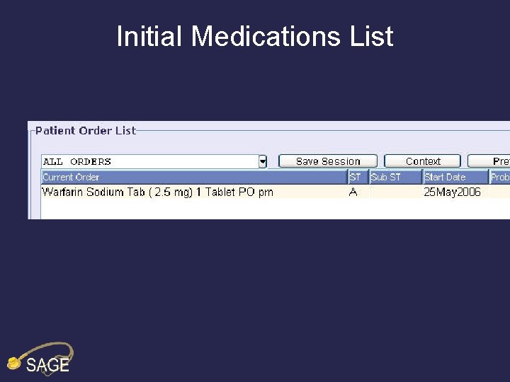 Initial Medications List 