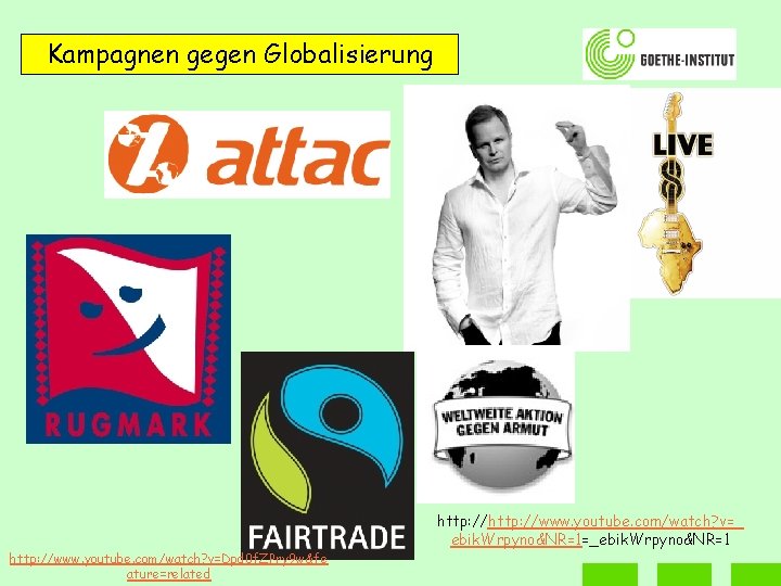Kampagnen gegen Globalisierung http: //www. youtube. com/watch? v=Dpd 0 f. ZPry 9 w&fe ature=related
