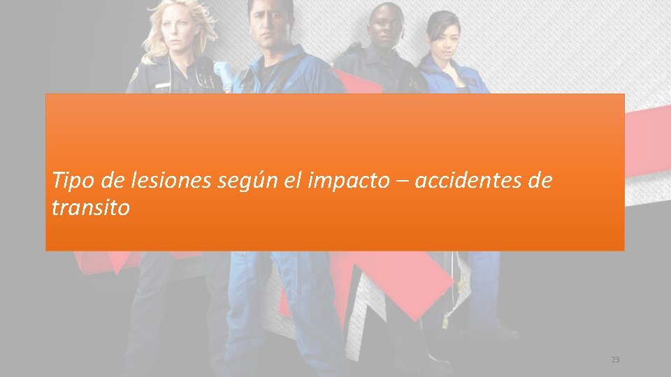Tipo de lesiones según el impacto – accidentes de transito 23 